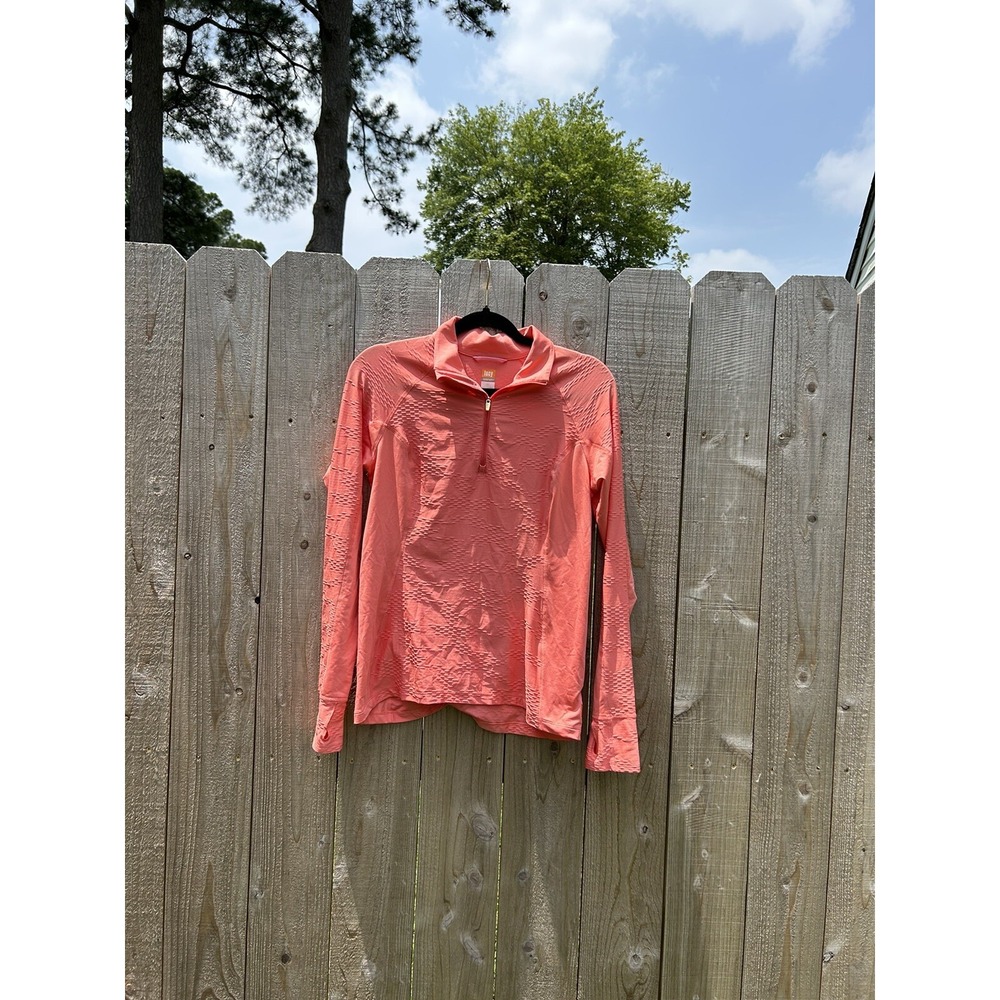 Lucy Sweatshirt Medium‎ Pink 1/2 Zip Thumbholes Running Long Sleeve Shirt